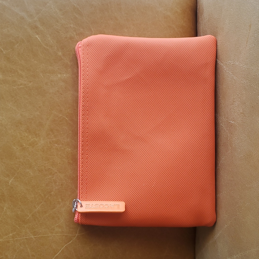 Lacoste Travel Toiletry Cosmetic Makeup Orange Clutch Bag - Picture 5 of 10